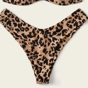 Leopard High Cut Bikini Bottoms Medium